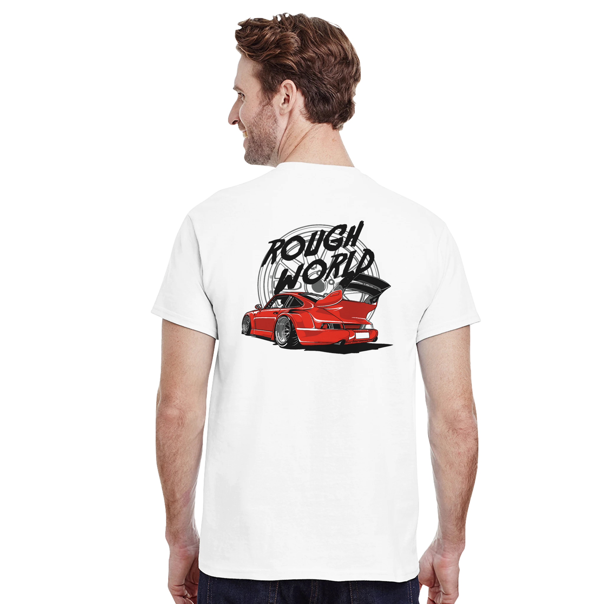 Vit Unisex T-shirt | Red Porsche
